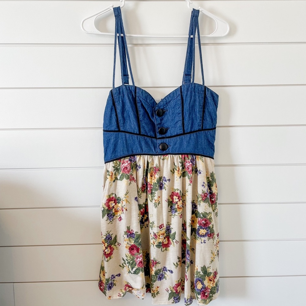 Denim/Floral Dress (Size Large)